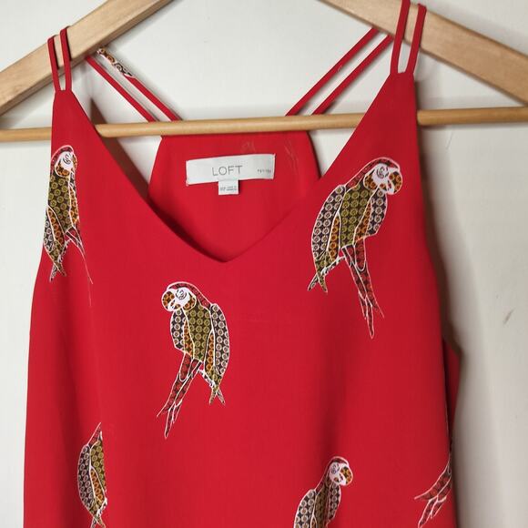 LOFT Tank Top Parrot Print Red Cami - Picture 4 of 7